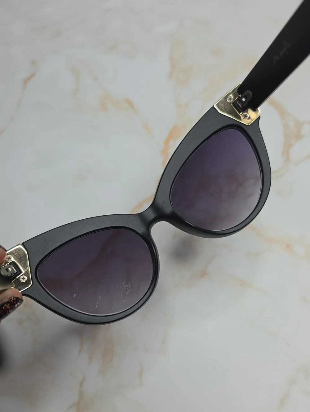 Free People Cosmopolitan Marble Black Cat-Eye Sunglasses